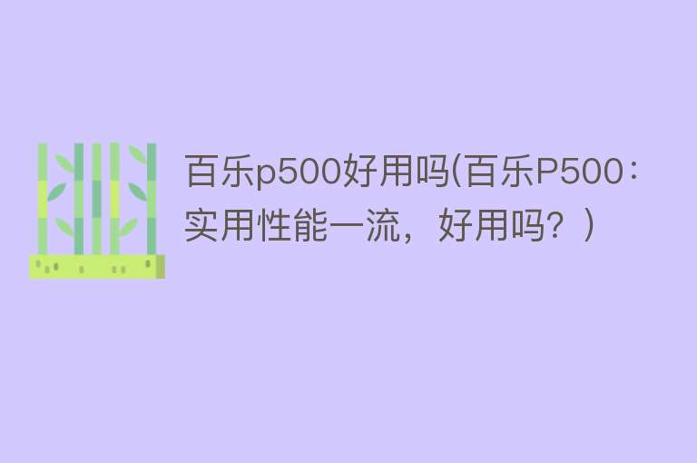 百乐p500好用吗(百乐P500：实用性能一流，好用吗？)