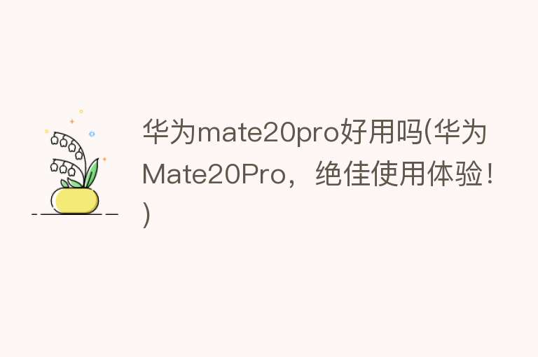 华为mate20pro好用吗(华为Mate20Pro，绝佳使用体验！)