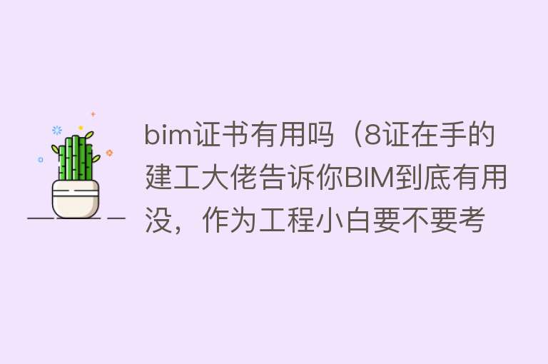 bim证书有用吗（8证在手的建工大佬告诉你BIM到底有用没，作为工程小白要不要考）