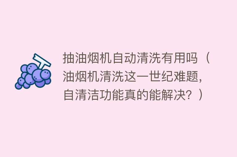 抽油烟机自动清洗有用吗（油烟机清洗这一世纪难题，自清洁功能真的能解决？）