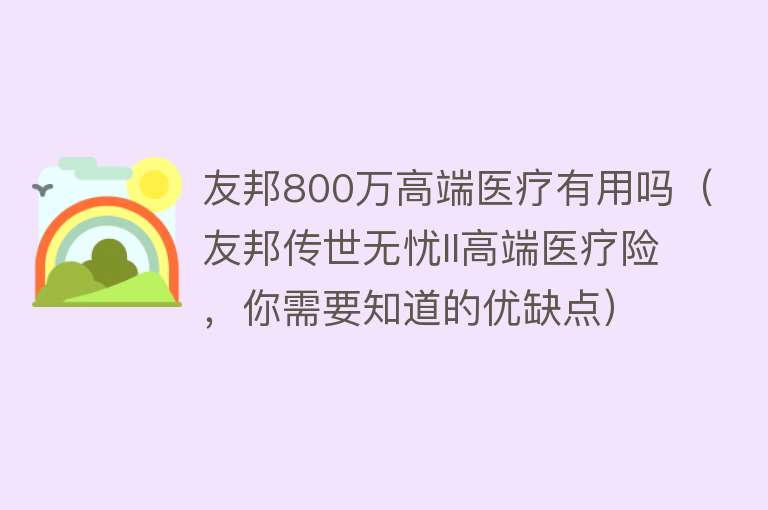 友邦800万高端医疗有用吗（友邦传世无忧II高端医疗险，你需要知道的优缺点）