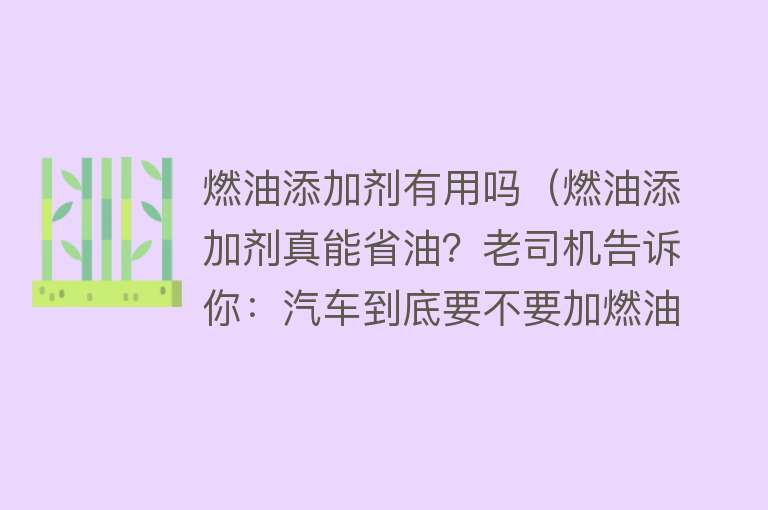 燃油添加剂有用吗（燃油添加剂真能省油？老司机告诉你：汽车到底要不要加燃油添加剂）