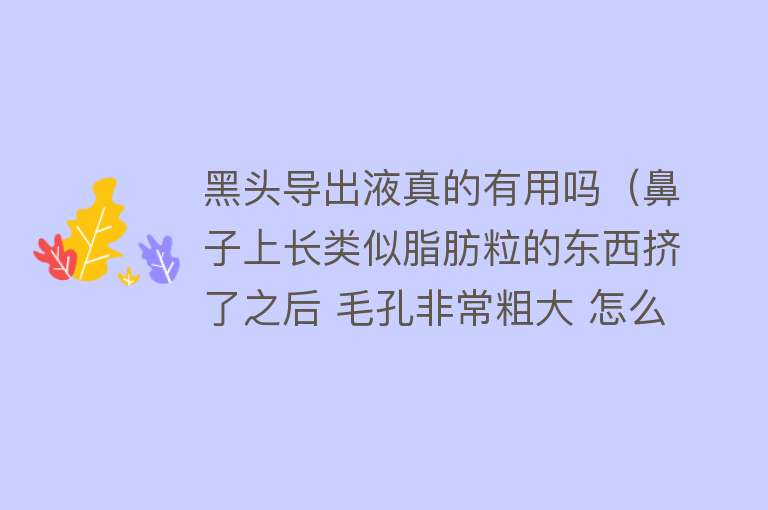 黑头导出液真的有用吗（鼻子上长类似脂肪粒的东西挤了之后 毛孔非常粗大 怎么才能收毛孔？）