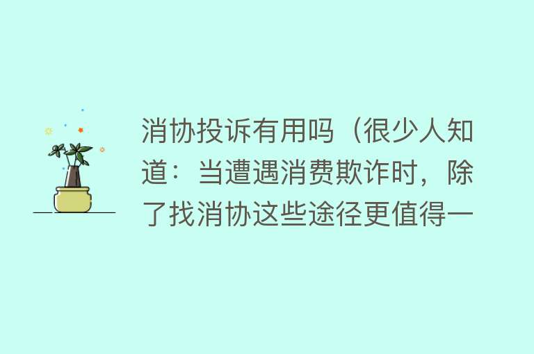 消协投诉有用吗（很少人知道：当遭遇消费欺诈时，除了找消协这些途径更值得一试）