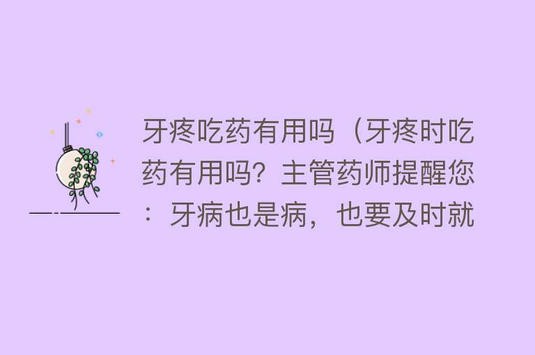 牙疼吃药有用吗（牙疼时吃药有用吗？主管药师提醒您：牙病也是病，也要及时就医）