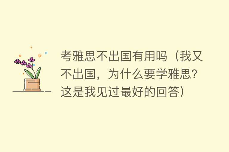 考雅思不出国有用吗（我又不出国，为什么要学雅思？这是我见过最好的回答）