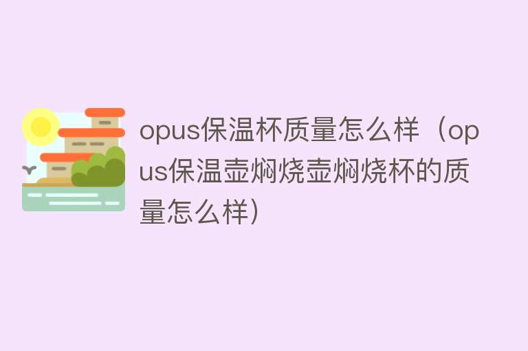 opus保温杯质量怎么样（opus保温壶焖烧壶焖烧杯的质量怎么样）